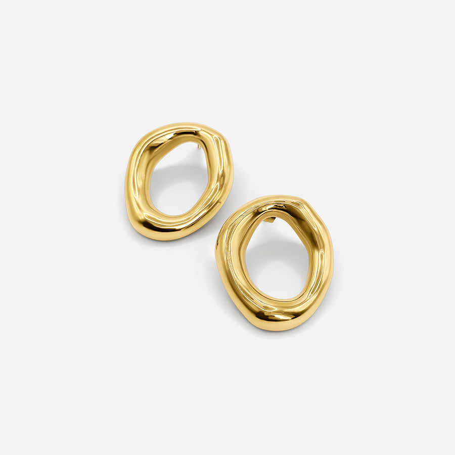 18K GOLDENE OFFENE OVAL-OHRRINGE