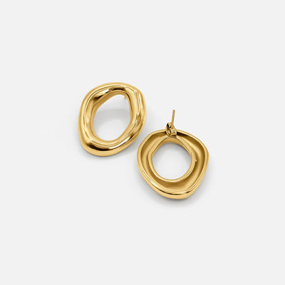 18K GOLDENE OFFENE OVAL-OHRRINGE