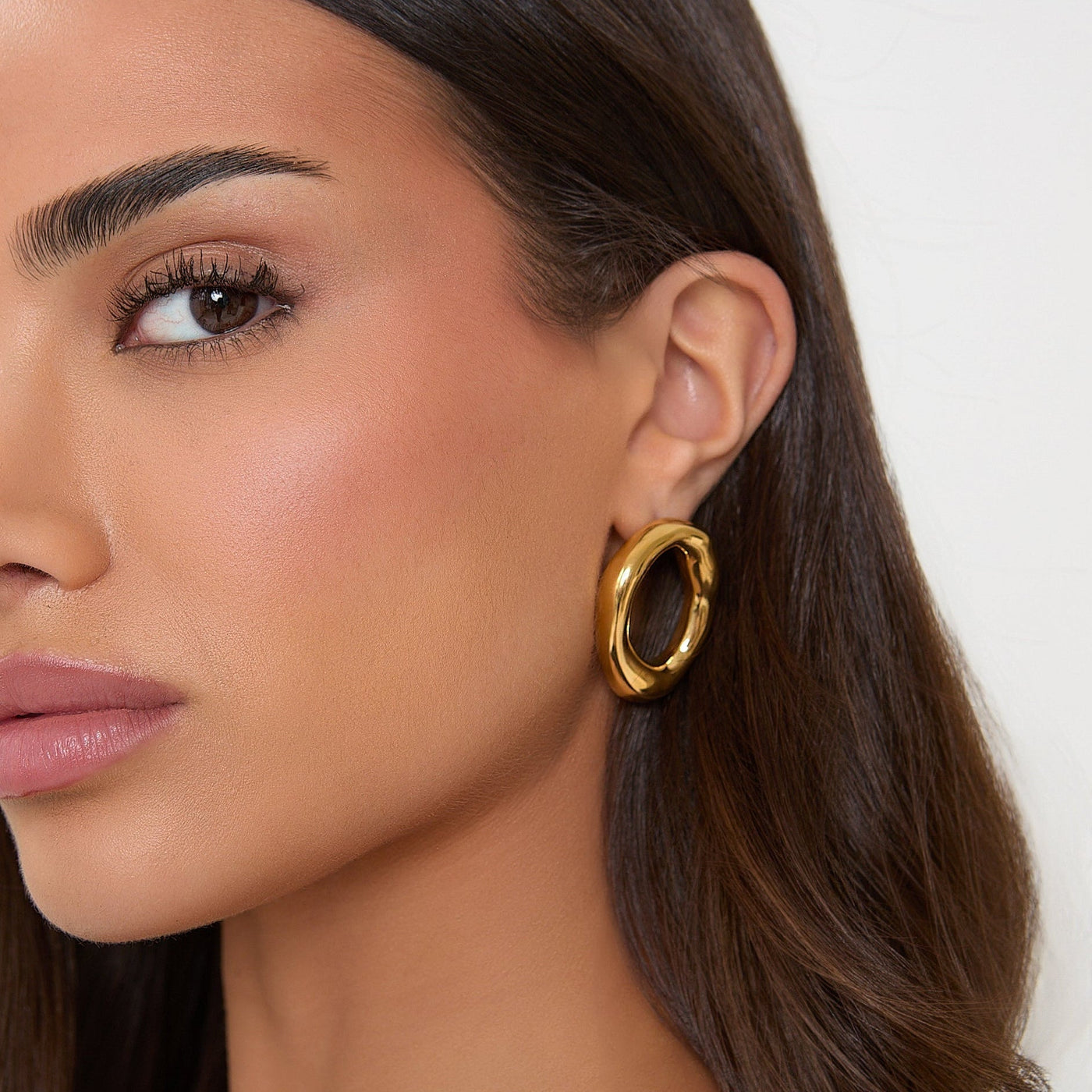 18K GOLDENE OFFENE OVAL-OHRRINGE