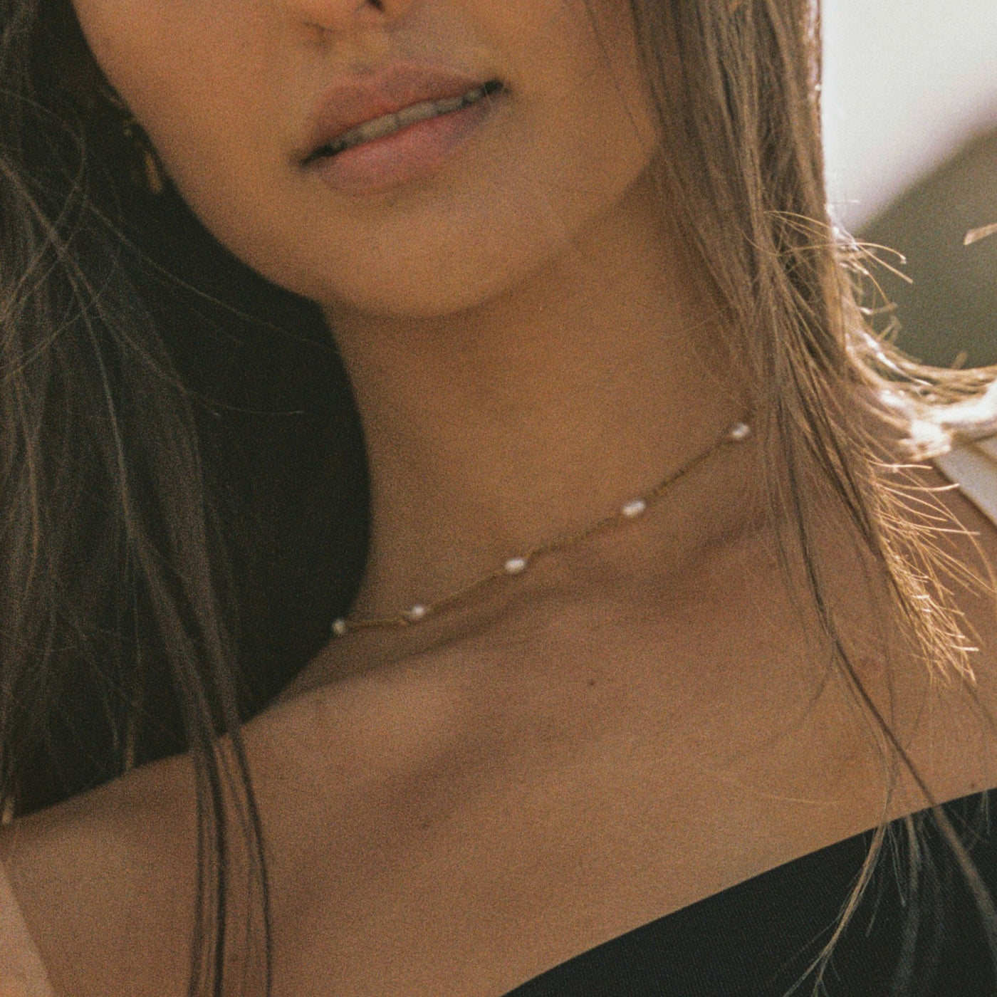 Zarte Goldperlen Choker